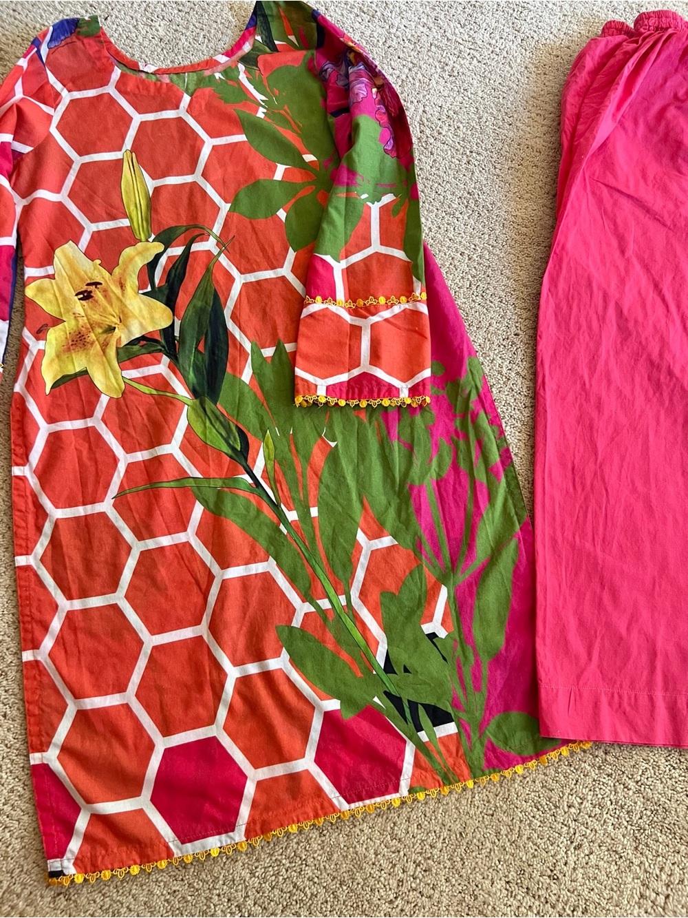 Indian Pakistani lawn cotton dress floral 3 piece